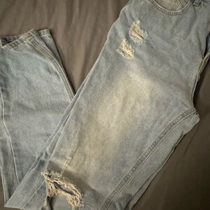 Men's Distressed Light Blue Jeans